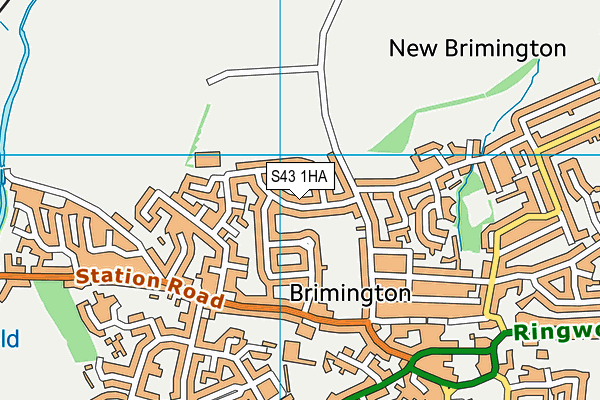 S43 1HA map - OS VectorMap District (Ordnance Survey)