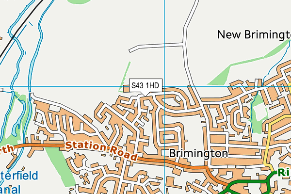 S43 1HD map - OS VectorMap District (Ordnance Survey)