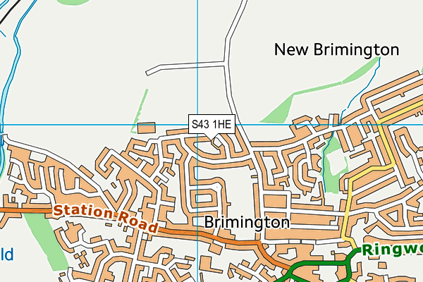 S43 1HE map - OS VectorMap District (Ordnance Survey)