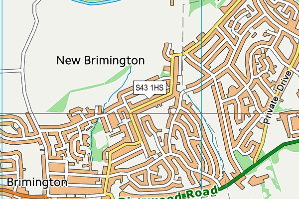 S43 1HS map - OS VectorMap District (Ordnance Survey)