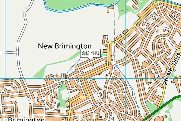 S43 1HU map - OS VectorMap District (Ordnance Survey)