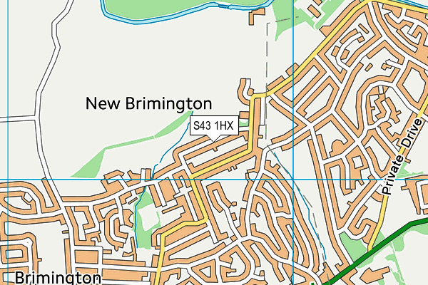 S43 1HX map - OS VectorMap District (Ordnance Survey)