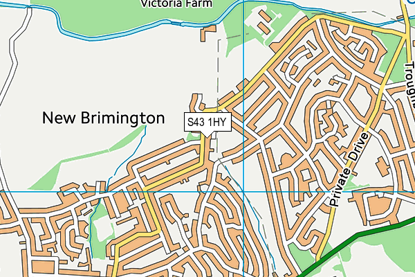S43 1HY map - OS VectorMap District (Ordnance Survey)