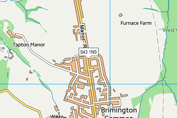 S43 1NS map - OS VectorMap District (Ordnance Survey)