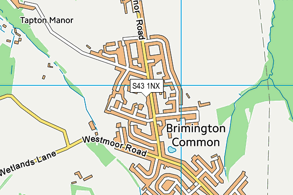 S43 1NX map - OS VectorMap District (Ordnance Survey)