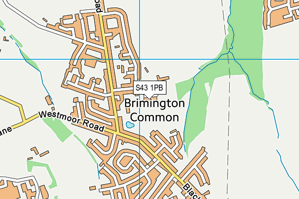 S43 1PB map - OS VectorMap District (Ordnance Survey)
