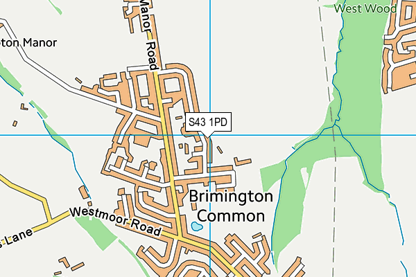 S43 1PD map - OS VectorMap District (Ordnance Survey)