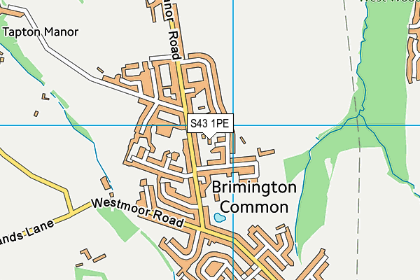 S43 1PE map - OS VectorMap District (Ordnance Survey)