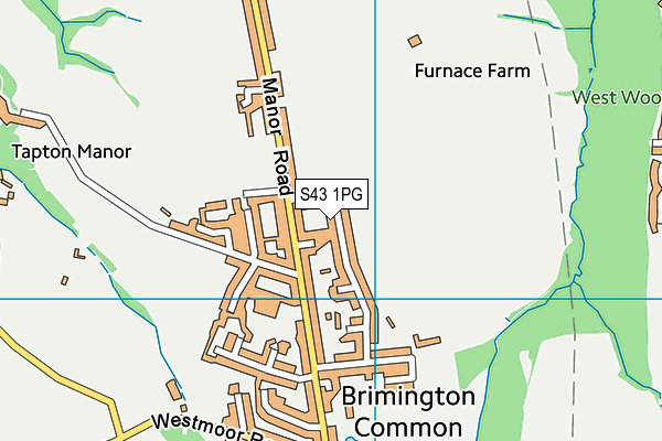 S43 1PG map - OS VectorMap District (Ordnance Survey)