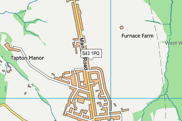 S43 1PQ map - OS VectorMap District (Ordnance Survey)
