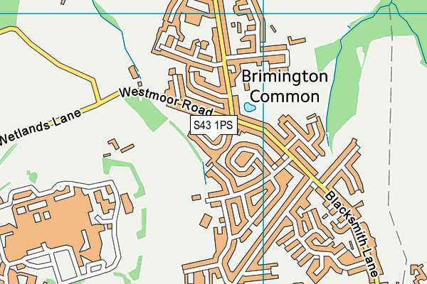 S43 1PS map - OS VectorMap District (Ordnance Survey)