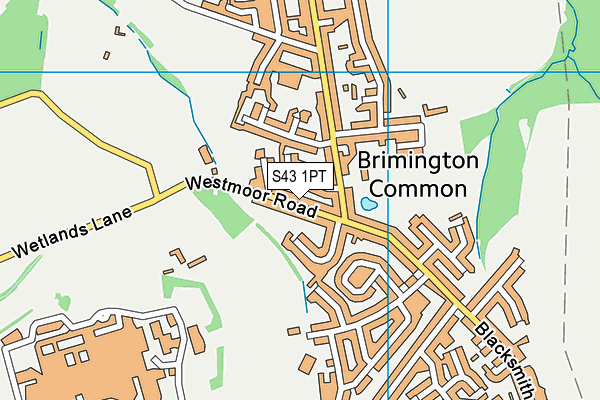 S43 1PT map - OS VectorMap District (Ordnance Survey)