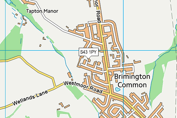 S43 1PY map - OS VectorMap District (Ordnance Survey)