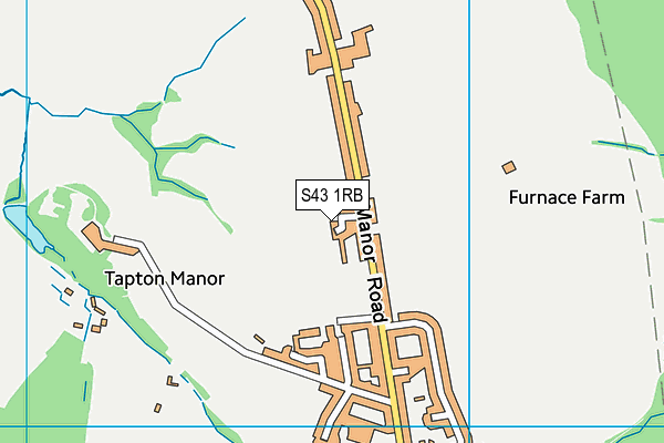 S43 1RB map - OS VectorMap District (Ordnance Survey)