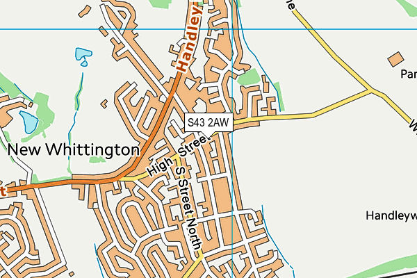 S43 2AW map - OS VectorMap District (Ordnance Survey)