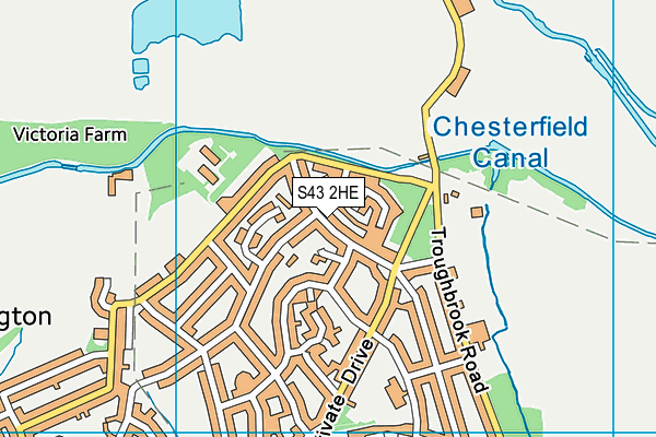 S43 2HE map - OS VectorMap District (Ordnance Survey)