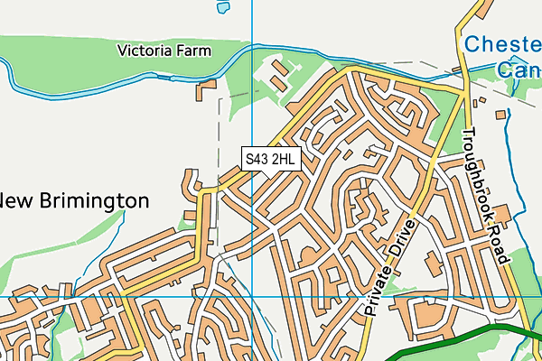 S43 2HL map - OS VectorMap District (Ordnance Survey)