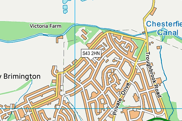 S43 2HN map - OS VectorMap District (Ordnance Survey)