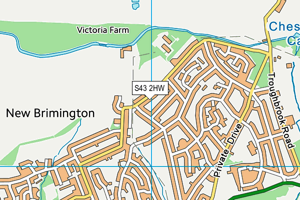 S43 2HW map - OS VectorMap District (Ordnance Survey)
