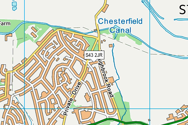 S43 2JR map - OS VectorMap District (Ordnance Survey)