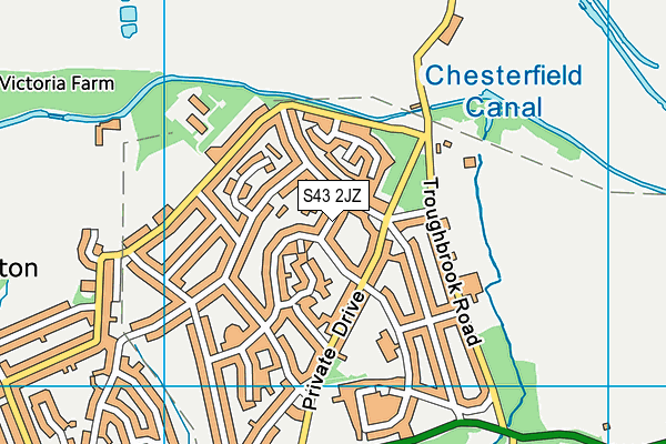 S43 2JZ map - OS VectorMap District (Ordnance Survey)