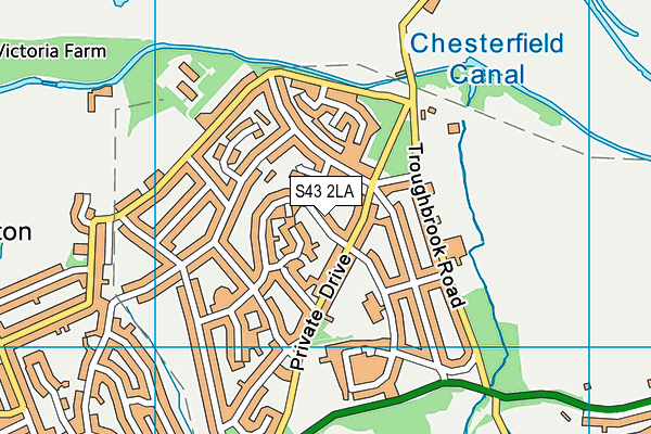 S43 2LA map - OS VectorMap District (Ordnance Survey)