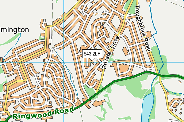 S43 2LF map - OS VectorMap District (Ordnance Survey)