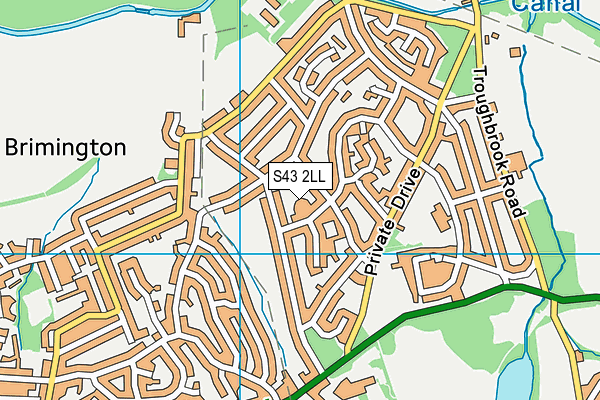 S43 2LL map - OS VectorMap District (Ordnance Survey)