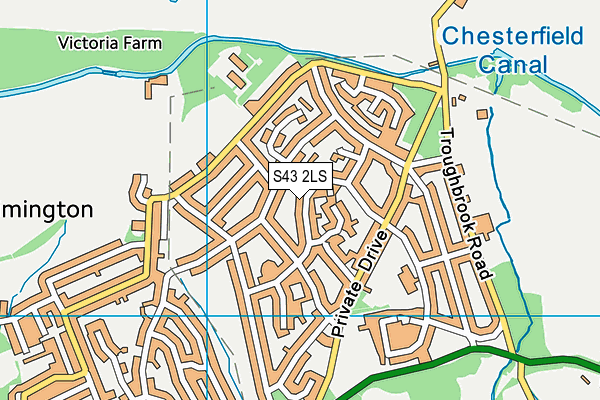 S43 2LS map - OS VectorMap District (Ordnance Survey)