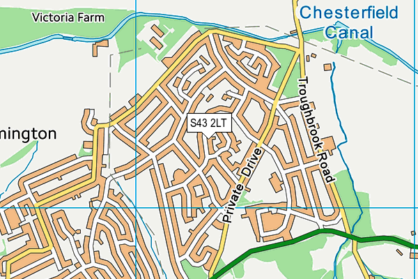 S43 2LT map - OS VectorMap District (Ordnance Survey)