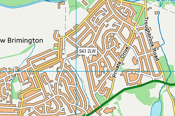 S43 2LW map - OS VectorMap District (Ordnance Survey)