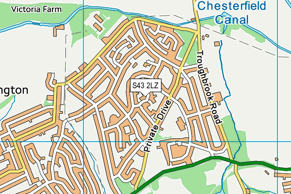 S43 2LZ map - OS VectorMap District (Ordnance Survey)