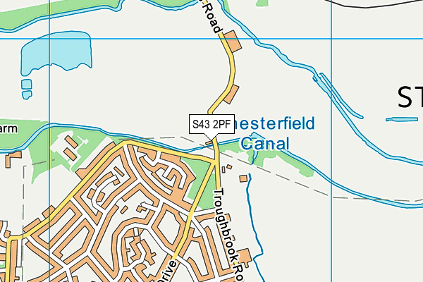 S43 2PF map - OS VectorMap District (Ordnance Survey)