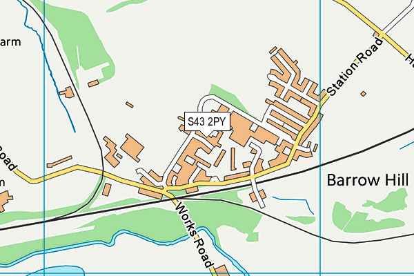 S43 2PY map - OS VectorMap District (Ordnance Survey)