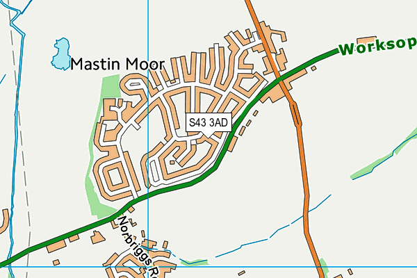 S43 3AD map - OS VectorMap District (Ordnance Survey)
