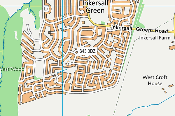 S43 3DZ map - OS VectorMap District (Ordnance Survey)