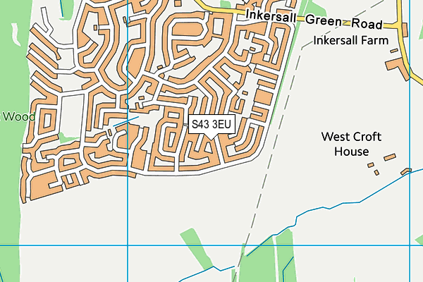 S43 3EU map - OS VectorMap District (Ordnance Survey)