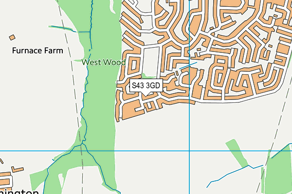 S43 3GD map - OS VectorMap District (Ordnance Survey)