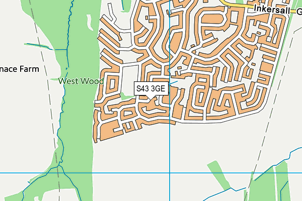 S43 3GE map - OS VectorMap District (Ordnance Survey)