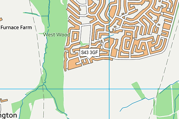 S43 3GF map - OS VectorMap District (Ordnance Survey)