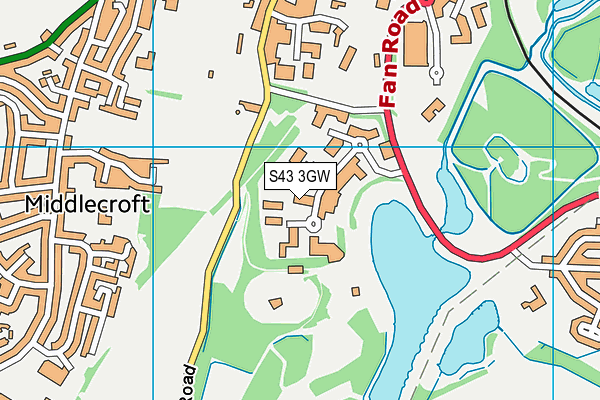 S43 3GW map - OS VectorMap District (Ordnance Survey)