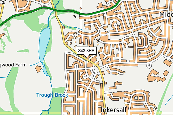 S43 3HA map - OS VectorMap District (Ordnance Survey)