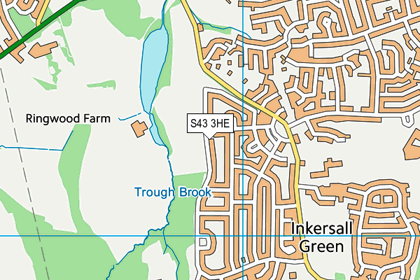 S43 3HE map - OS VectorMap District (Ordnance Survey)
