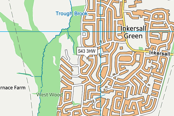 S43 3HW map - OS VectorMap District (Ordnance Survey)