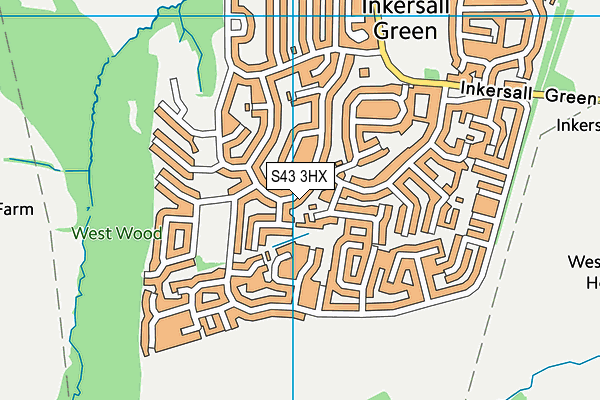 S43 3HX map - OS VectorMap District (Ordnance Survey)