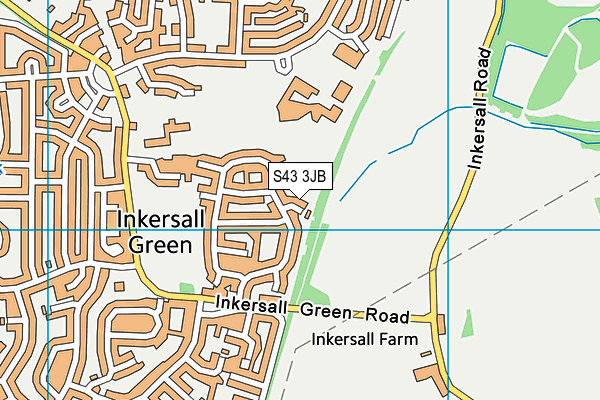 S43 3JB map - OS VectorMap District (Ordnance Survey)