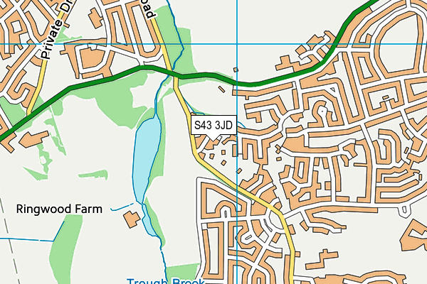 S43 3JD map - OS VectorMap District (Ordnance Survey)