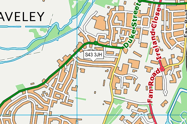 S43 3JH map - OS VectorMap District (Ordnance Survey)