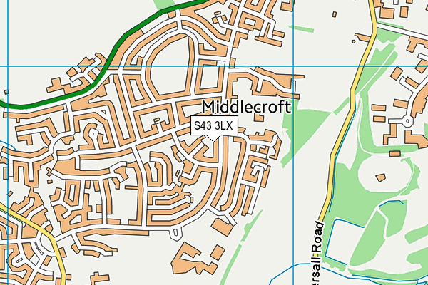 S43 3LX map - OS VectorMap District (Ordnance Survey)