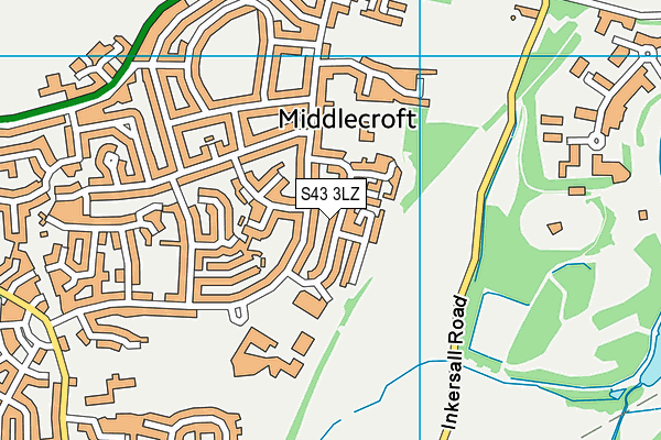 S43 3LZ map - OS VectorMap District (Ordnance Survey)